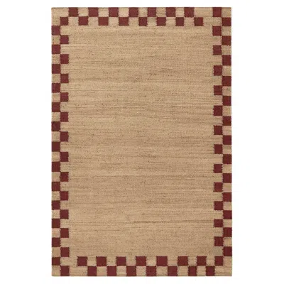 Pre-owned Nordic Knots 'border' Red Jute Style Rug In Scandinavian Design