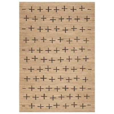 Pre-owned Nordic Knots 'cross' Black Jute Style Rug In Scandinavian Design