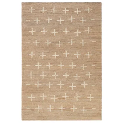 Pre-owned Nordic Knots 'cross' Cream Jute Style Rug In Scandinavian Design In White
