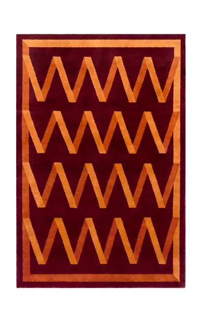 Nordic Knots Folding Ribbon 6'x9' Wool Rug In Burgundy