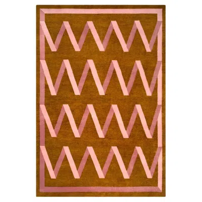 Pre-owned Nordic Knots Folding Ribbon, Wool Cut Pile Rug In Brown
