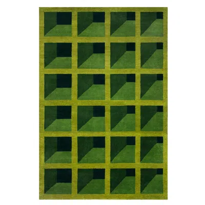 Pre-owned Nordic Knots Garden Maze, Wool Cut Pile Rug In Green