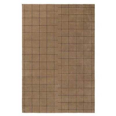 Pre-owned Nordic Knots Grid Chestnut/black, Wool Cut Pile Rug In Brown
