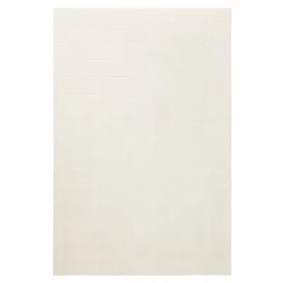 Pre-owned Nordic Knots Grid Dusty White/cream, Wool Cut Pile Rug In Sand