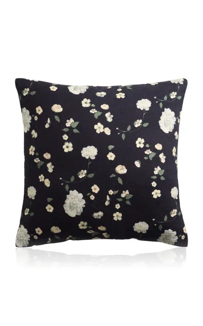 Nordic Knots Honey Rose Cotton Pillow Cover In Black