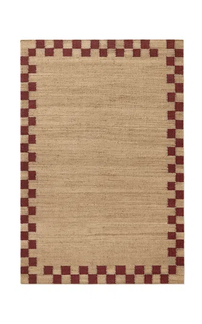 Nordic Knots Jute Border By ; Flatweave Area Rug In Red; Size 8' X 10'