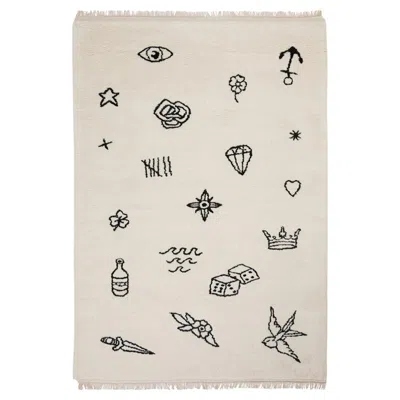 Pre-owned Nordic Knots Nomad Cream, Wool Shaggy Rug In Scandinavian Design In Sand