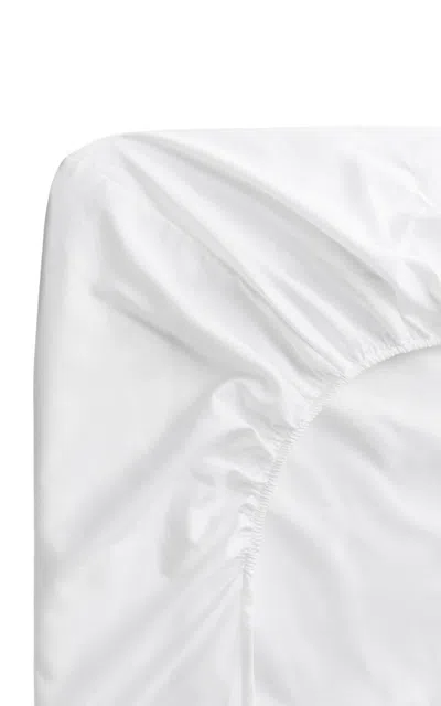 Nordic Knots - Percale California King Fitted Sheet - White