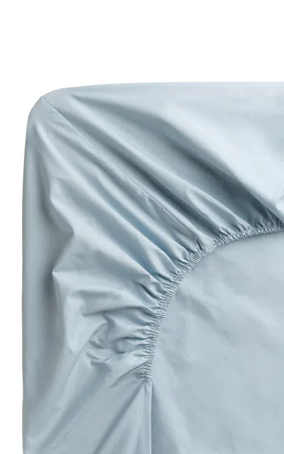Nordic Knots Percale Fitted Sheet In Blue