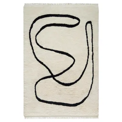 Pre-owned Nordic Knots Simple Object 18 Dusty White, Wool Shaggy Berber Rug In Scandinavian Design In Sand