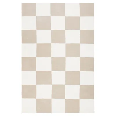 Pre-owned Nordic Knots Square Sand Dhurrie/kilim Rug In Scandinavian Design In Brown