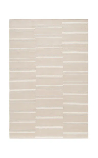 Nordic Knots Stripes By ; Flatweave Area Rug In Sand/cream; Size 2.5' X 9' In Taupe
