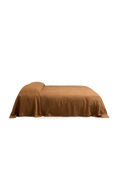 Nordic Knots Studio Linen Bedspread In Brown
