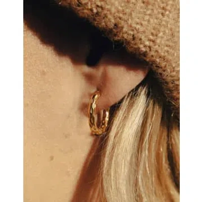 Nordic Muse Gold Hammered Hoop Earrings, Waterproof