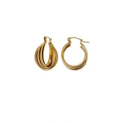Nordic Muse Gold Triple Entwine Hoop Earrings