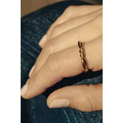 Nordic Muse Rope Knit Ring In Gold