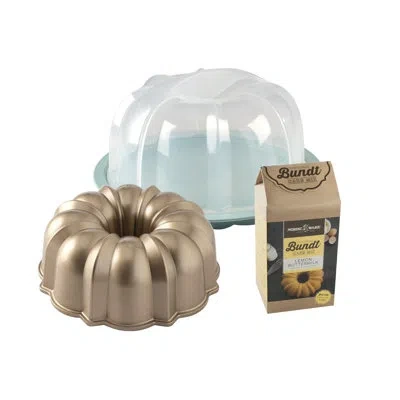 Nordic Ware 3 Piece Non-stick Aluminum Bakeware Set In Gold;seafoam