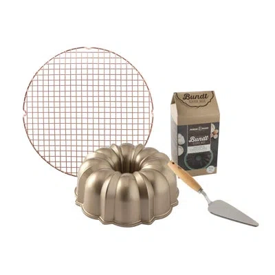 Nordic Ware 4 Piece Non-stick Aluminum Bakeware Set In Bronze