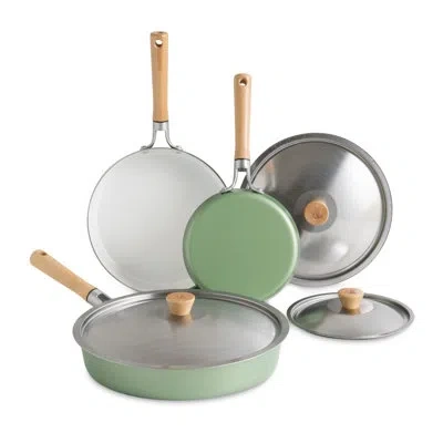 Nordic Ware Cardamom 6 Piece Nonstick Frying Pan Set With Lids In Green;cardamom