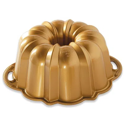 NORDIC WARE CAST ALUMINUM ANNIVERSARY BUNDT PAN, GOLD