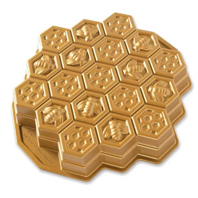 Nordic Ware Cast Aluminum Honeycomb Pull - Apart Pan, Gold In Brown