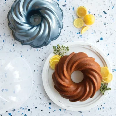 Nordic Ware Formed Swirl Bundt With Keeper In Blue