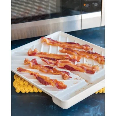 Nordic Ware Microwave 12" Bacon Tray And Food Storage In Cream