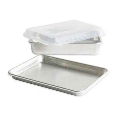 Nordic Ware Natural Commercial 3 Piece Bakers Set With Lid In Silver