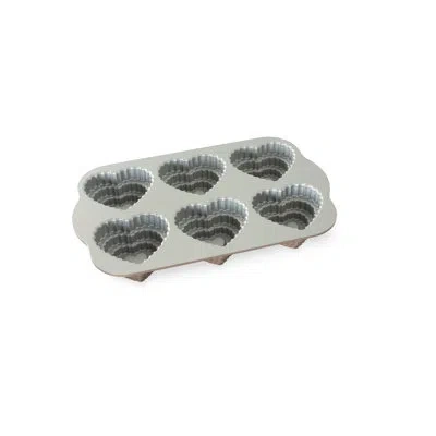 Nordic Ware Non-stick Novelty Tiered Hearts Cakelet Pan In Silver