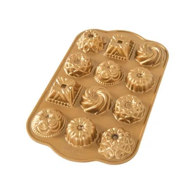 Nordic Ware Non-stick Round Bundt Charms Cake Pan In Gold