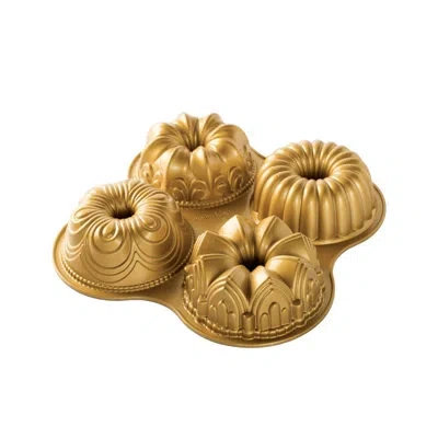 Nordic Ware Non-stick Round Bundt Quartet Cake Pan In Gold