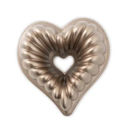 Nordic Ware Platinum Non-stick Novelty Elegant Heart Bundt Pan In Bronze