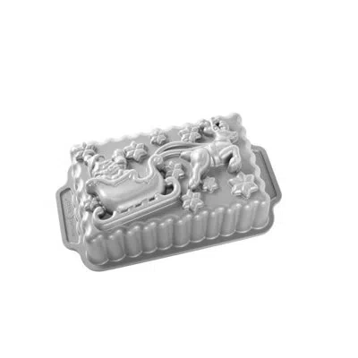 Nordic Ware Santas Sleigh Non-stick Loaf Pan In Silver