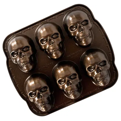 Nordic Ware Skull Cakelet Pan In Brown