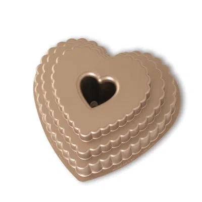 Nordic Ware Tiered Heart Bundt Pan In Coffee