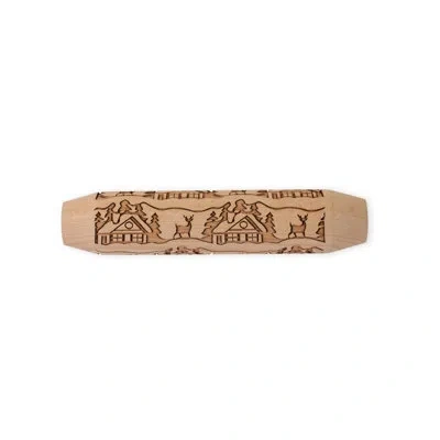Nordic Ware Woodland Cottage Embossing Rolling Pin In Brown