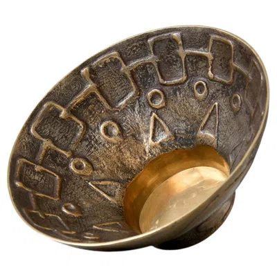 Pre-owned Nordisk Malm Mid-century Brutalist Brass Bowl By An Unknown Designer, Sweden, 1960s In Gold
