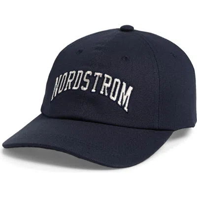 Nordstrom 125th Logo Adjustable Canvas Baseball Cap In Blue