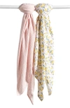 Nordstrom 2-pack Assorted Muslin Swaddles In Lemon Gingham Pack