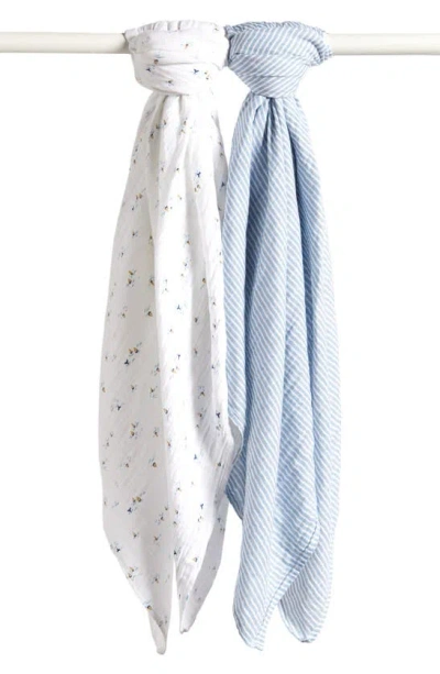 Nordstrom 2-pack Assorted Muslin Swaddles In Blue