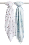 Nordstrom 2-pack Assorted Muslin Swaddles In Blue