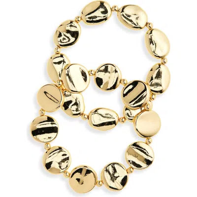 Nordstrom 2-pack Pebbled Stretch Bracelets In Gold