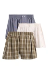 Nordstrom 3-pack Classic Fit Boxers In Olive Utility Plaid Multi