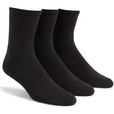 Nordstrom 3-pack Everyday Low Crew Socks In Black