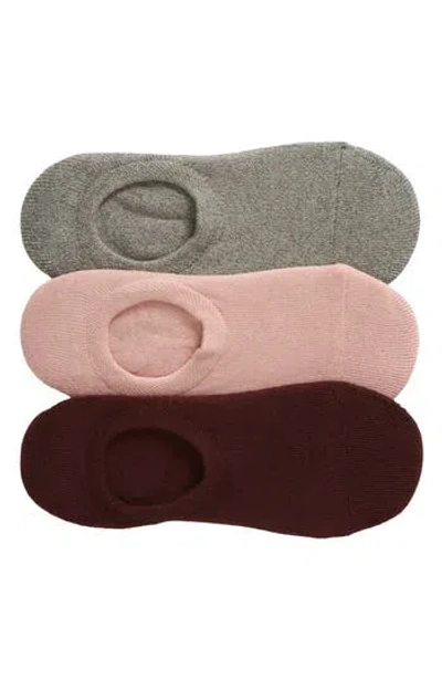 Nordstrom 3-pack Everyday No-show Socks In Pink -burgundy Multi