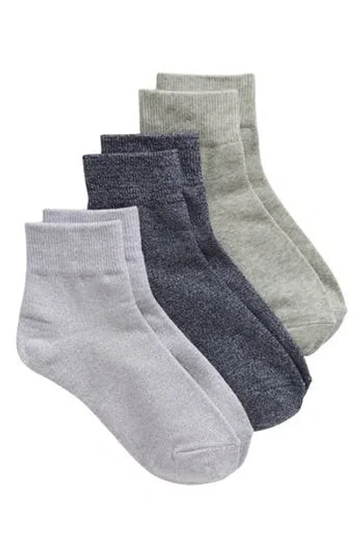 Nordstrom 3-pack Everyday Quarter Socks In Grey -blue Silver Multi