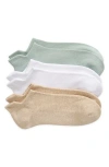Nordstrom 3-pack Everyday Tab Ankle Socks In Green -oatmeal Heather