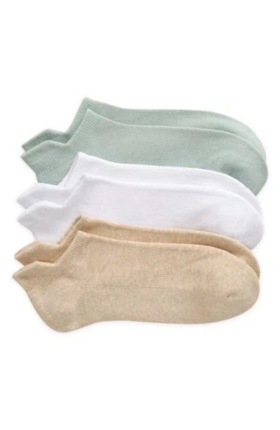 Nordstrom 3-pack Everyday Tab Ankle Socks In Green -oatmeal Heather