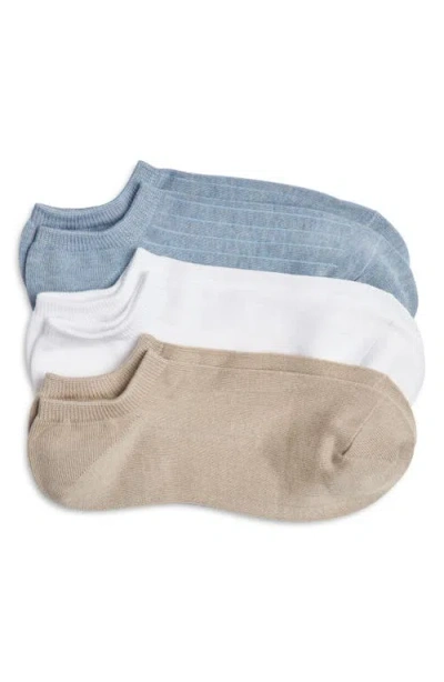 Nordstrom 3-pack Rib No-show Socks In Gold