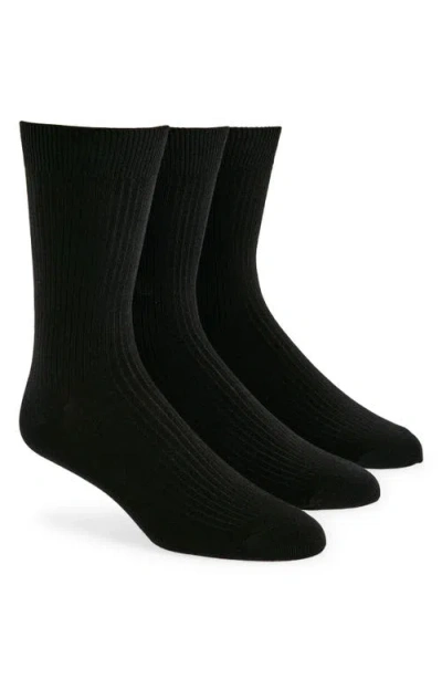 Nordstrom 3-pack Ribbed Crew Socks In Black